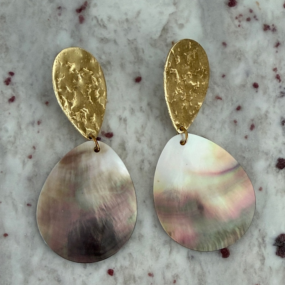 Elegant Gold and Iridescent Earrings